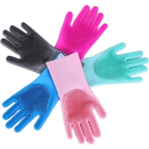 1 Pair Home Glove Silica gel Thick style Kitchen Bowl latex Plastic PVC Household Restaurant Multifunctional Cleaning Tool Scrub