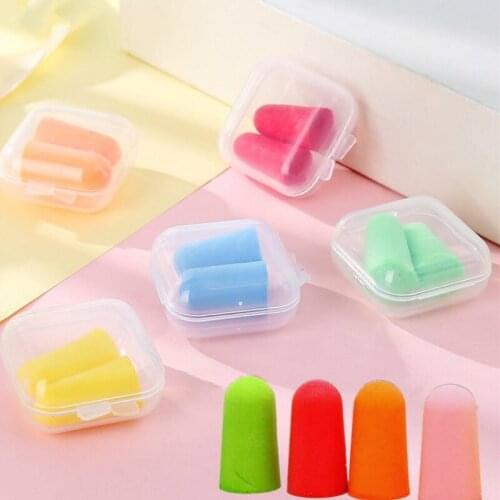 1Pair Soft Foam Noise Proof Earplug with Box Portable Travel Earplugs Airplane Sleep Noise Prevention Ear Protector Accessories