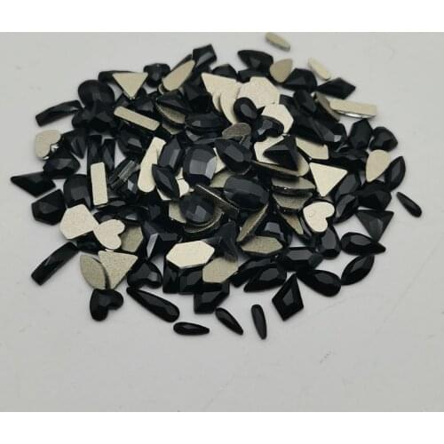 1440pcs/bag Nail Art Rhinestones Crystals Glass Black Flat Back Drop Rhombus Stones For 3D Nails Decoration Design