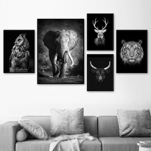 Black White Elephant Owl Cow Deer Tiger Animals 5D Diamond Embroidery full round drill diy diamond painting mosaic Home decor