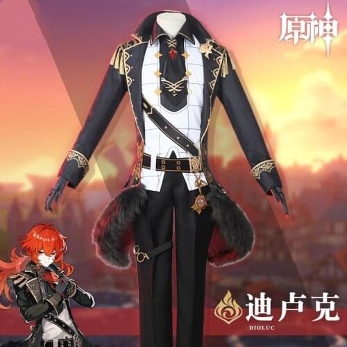 Anime Game Genshin Impact Diluc Original Ver. Battle Uniform Gorgeous Outfit Cosplay Costume Halloween Men Free Shipping 2020NEW