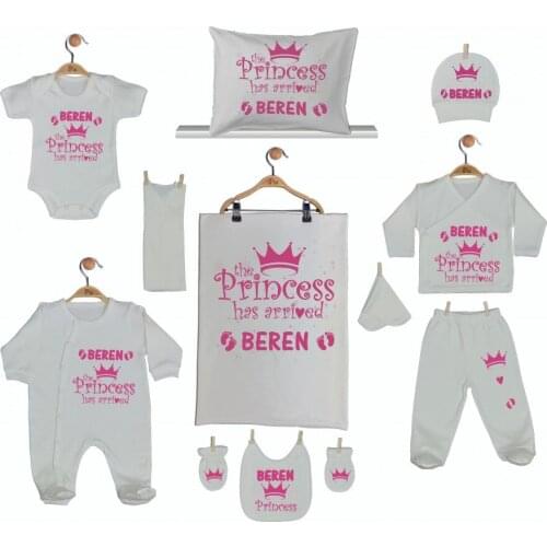 Hospital Output Set New Born Baby Girl set 11 Piece set 100 Cotton Production Custom Name lettering Custom Pouch Baby kit 2021 summer