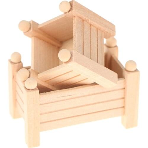 1:12 Dollhouse Wood Flower Stand Flowerpot Potted Ornaments Model Furniture Garden Accessories