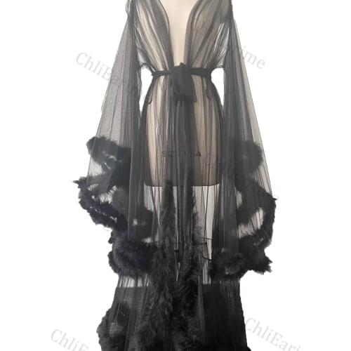 Womens Feather Edge Tulle Illusion Long Bridal Robe Wedding Scarf New Custom Made