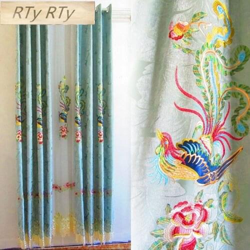 European luxury embroidered curtains for living room French window high quality curtains for Kitchen with Window Treatment Drap