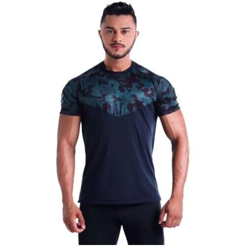 Compression Quick dry T-shirt Men Running Sport Skinny Short Tee Shirt Male Gym Fitness Bodybuilding Workout camouflage Tops