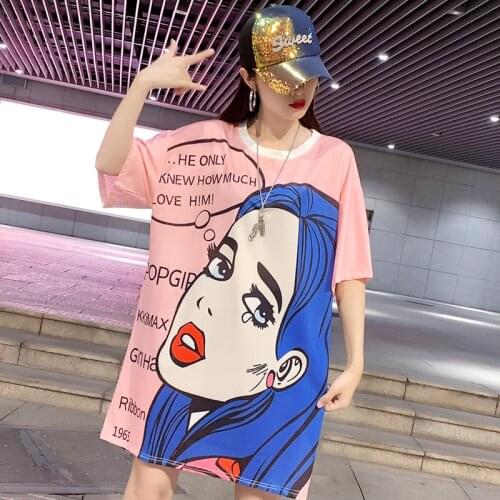 Printed womens T-shirt t strapless slim fit loose fashion mid-length trendy brand quick-drying ice silk 2021 summer women
