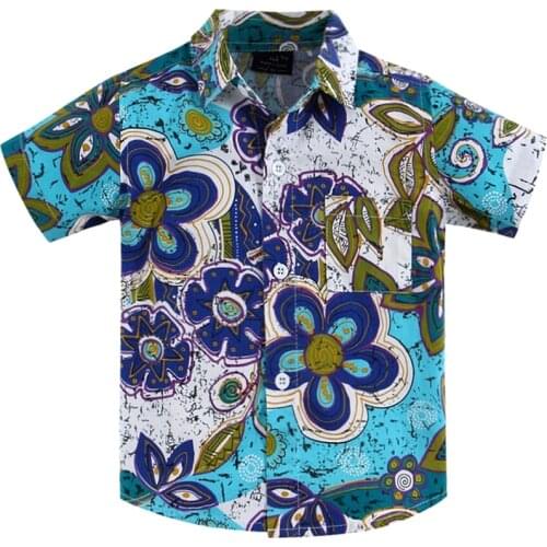 Cotton 100% floral shirt hawaiian shirt aloha shirt for boy T1501