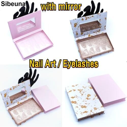 Wholesale mirror bulk 10/20/50pcs/pack wholesale 5pairs of 3d mink lash boxes packaging Nail Art lash box print logo empty case
