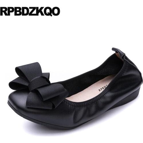 China Chinese Red Wine Bow Ballerina Casual Large Size Ladies Square Toe 35 2021 Black Women Flats Shoes With Little Cute Bowtie