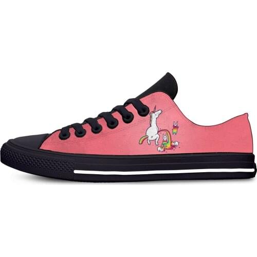 Unicorn rainbow Cartoon Hot Funny Fashion Classic Casual Cloth Shoes Low Top Lightweight Breathable 3D Print Men women Sneakers