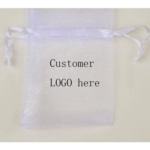 Customer Logo white organza bag for Jewelry Packing gift pouch