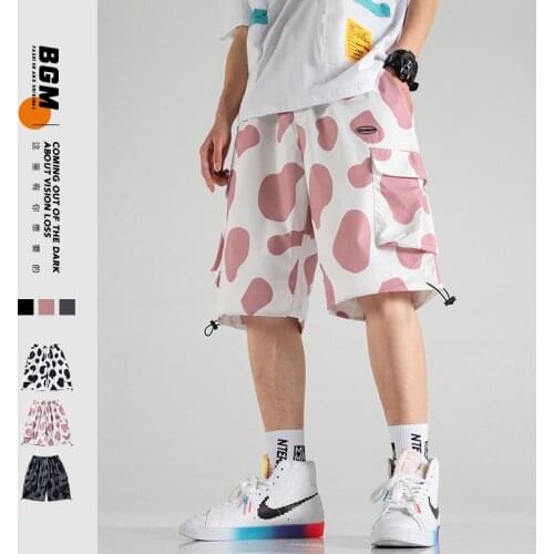 Mens Printed Straight Shorts 2021 Fashion Woman Korean Streetwear Shorts Male Hip Hop Pants Clothing Shorts For Male
