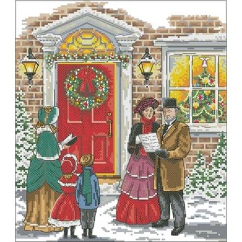 Singing Christmas carols counted 11CT 14CT 18CT Cross Stitch Set DIY Cross-stitch Kits Embroidery Needlework Home Decor