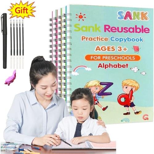 2021New Sank Magic Book 4 Books Magic Copybook Reusable Copybook Handwriting Books for Kids to Write English Numbers and Letters