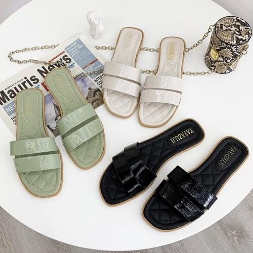 2021 Summer New Style Plus Size Daily Casual Low-heeled Square Heel Flat Slippers Women Women Shoes Woman Slippers