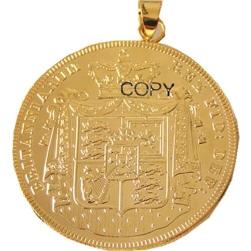 P(05)Coin Pendant UK 1826 Coin 5 Pounds Gold Plated Fashion Jewelry(diameter:38mm)