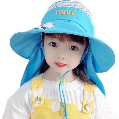 Baby Bucket Hat Cap for Boy Children Baby Girl Cartoon Embroidery Empty Top Hats Child Sun Hats Kids Beach Caps 2-8 Years