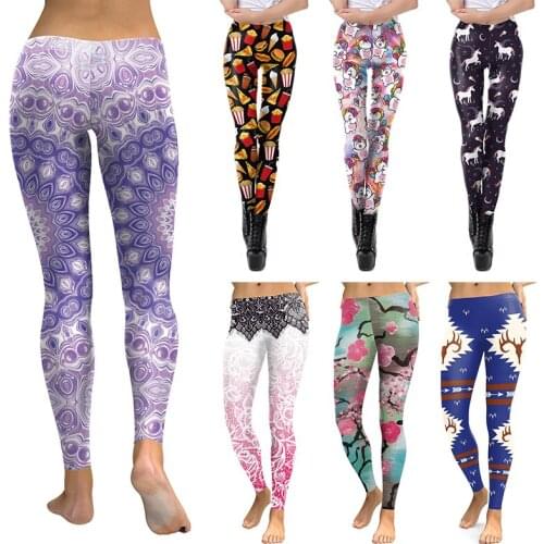 Sexy Women Legging Unicorn Food Wintersweet Deer Printing Fitness leggins Fashion Slim High Waist Leggings Women Pants S-XL