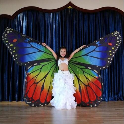 Stage Performance Props Kids Dancewear Fairy Cape Polyester Dance Isis Wing Chiffon Butterfly Wings for Children Belly Dance