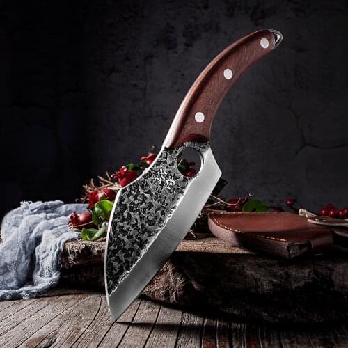 Chef Knife Forged Stainless Steel Kitchen Knife for Meat Fish Vegetable Outdoor Camping Slicing Meat Cleaver Butcher Knife