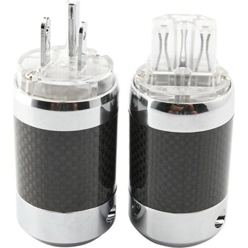 HI-END Rhodium Plated US Power Plug, Carbon Fiber body Metal Chassis Connector HIFI