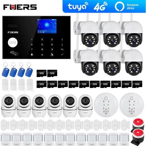 4G Tuya Alexa Wifi GSM alarm systems 3MP Outdoor Camera security Alarm Smart Home Burglar Alarm System Motion Detection