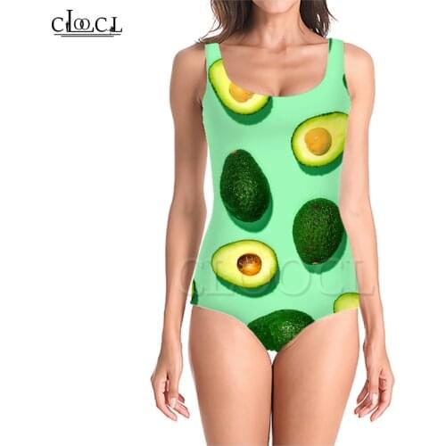 CLOOCL Newest Fashion Fruit Avocado 3D Print Girls One-piece Swimsuit Bathing Suit Sleeveless Slim Sexy Women Swimwear