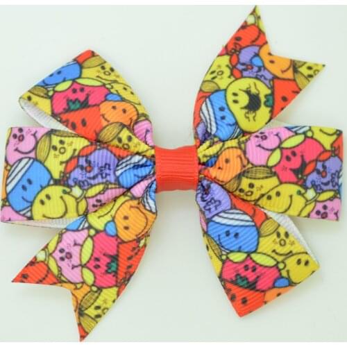 SUPWRF 1 PCS 3.1" Cartoon kids hair accessories hair bows With Clip hair ties Printed Ribbon headwear Retail T0929