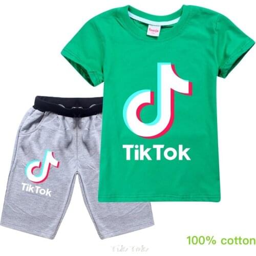 Tik Tok Baby Boy Girl Clothes Kids Summer Outfits Print Short Sleeve T-shirt+Shorts 2 Pcs Set Toddler Girl Clothing