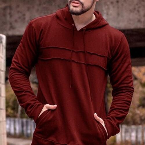 6 Colors Men Casual Fit Slim Hooded Hoodies Autumn Clothing Pure Color Front Pockets Male Pullover Sportwear Hooded Sweatshirts