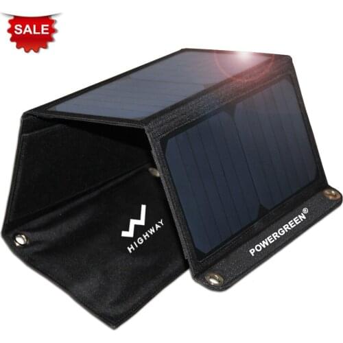 High Efficiency PowerGreen Flexible Solar Charger 21W SUNPOWER Panel Power Bank Bag for Phones