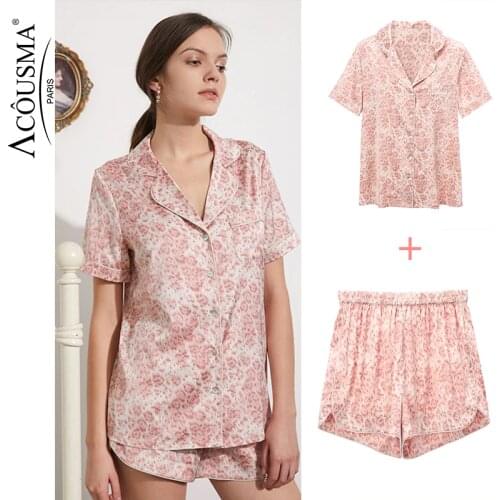 Woman Summer Pajamas Set Sexy Satin Faux Silk Short Sleeves Suit Sleep Lounge Pyjama Two Piece Set Lounge Plus Size