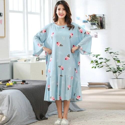 Sleep Lounge Plus Size Night Dress Women Prints Long Dress Summer Autumn Sleepwear 5XL 6XL Large size nightwear for Ladies