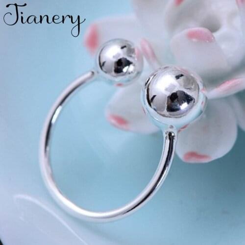JIANERY Vintage Retro Silver Color Ball Beads Rings For Women Open Finger Rings Bridal Wedding Jewelry Anillos Mujer