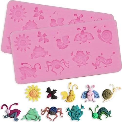 2pcs/set Silicone Mold 3D Insect Shape Food Grade Cake Decoration Tool Fondant Food Grade Silicone Mold