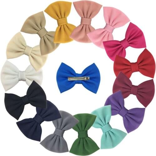 30pcs/lot New 5" Big Handmade Waffles Cotton Hair Bows With Clip DIY Kids Girls Boutique Hair Accessories