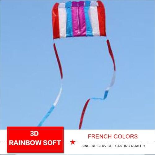 3D rainbow soft parafoil kite with tails single line kite for kids children audlts free shipping