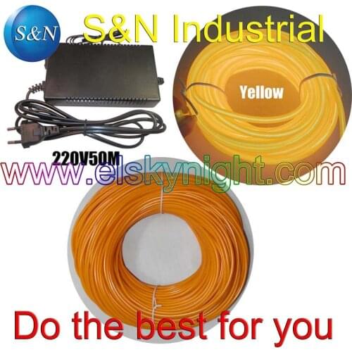 4.0MM40~50 M Flexible semi circular el Wire for holiday,party,festival and house decoration yellow( 100-240VAC inverter)