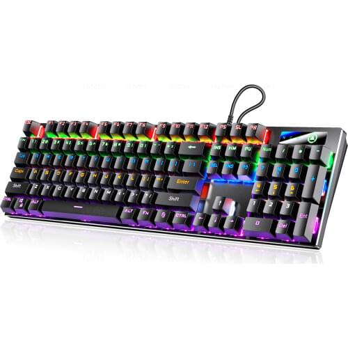 6 Colors Backlight True Mechanical Keyboard 104 keys Wired Gaming Keyboard Black Blue Axis For Laptop PC Gamer