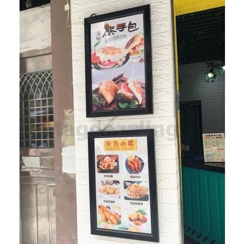 8PCS Black Color Slim Aluminum Snap Frame LED Illuminated Menu Light Boxes 50x70CM For Restaurant/Take Away shop