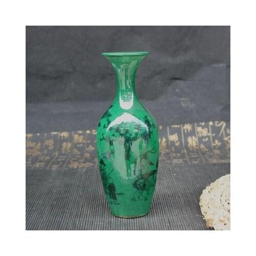 Antique green glazed jade vase home furnishing