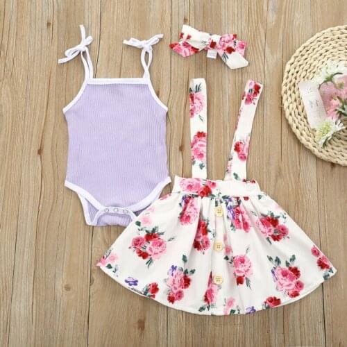 2020 Girls Bandage Skirts Sets Newborn Baby Girl Princess Sleeveless Bodysuist Top +Suspender Skirt Girls Sweet Outfit Clothes