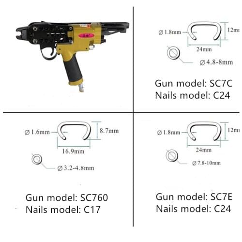Free shipping High Quality SC760 Pneumatic C Shape Ring Plier Tool Air C-type Nailer Machine Cage Nail Gun Stapler