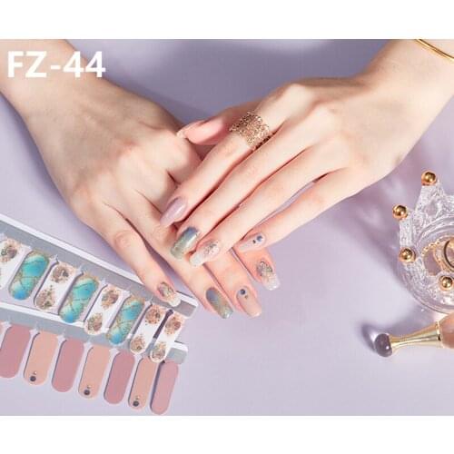 FZ Series Glitter Gradient Nails Art Decoration Full Cover Soild Pure Polish Nail Stickers Wraps DIY Spring Nail Slider Manicure