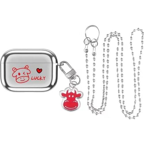 Red Electroplating calf Earphone Case for Apple AirPods1 / 2 Pro3 Earbuds Soft Cover Wireless Bluetooth Headphone Headset Box