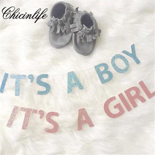 Chicinlife 1set Its A Boy/Girl paper Gender Reveal Party Banner Baby Shower Happy Birthday Hanging Garland Decoration supplies