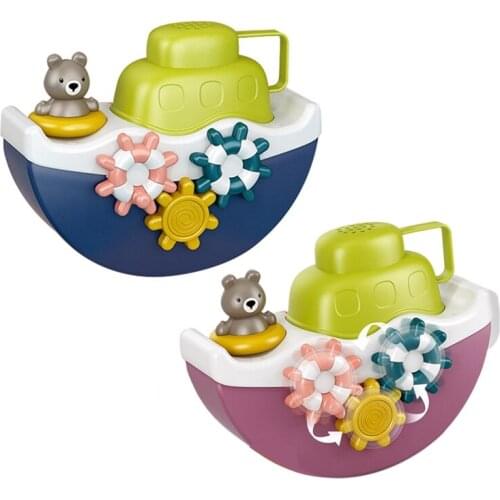 Baby Bath Sprinkle Toy Wall Mountable Ship Pool Bathtub Bath Playing Water Toy with Alphabet Block Blocks for Kids