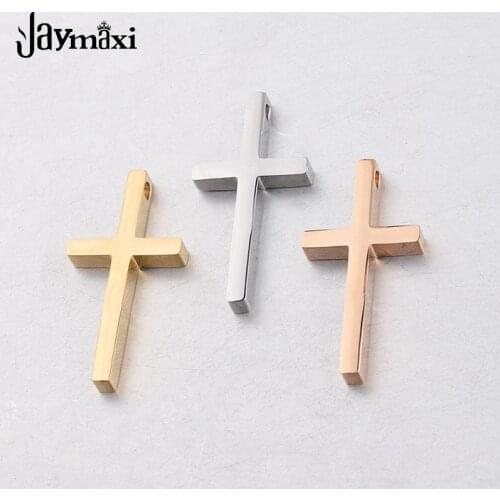 Jaymaxi Cross Charm Stainless Steel Mirror Polished Christ Cross Charms Pendant for DIY Jewelry Making 20Piece/lot