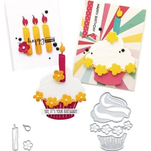 Julyarts Ice Cream Cake Candle Flower Metal Die Cuts Cutting Dies For Scrapbooking Embossing Decorative Crafts DIY Paper Cards